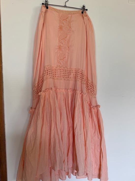 Free People Dresses & Skirts - Free People ~ Bohemian Tiered Peach Maxi Skirt - size Lg